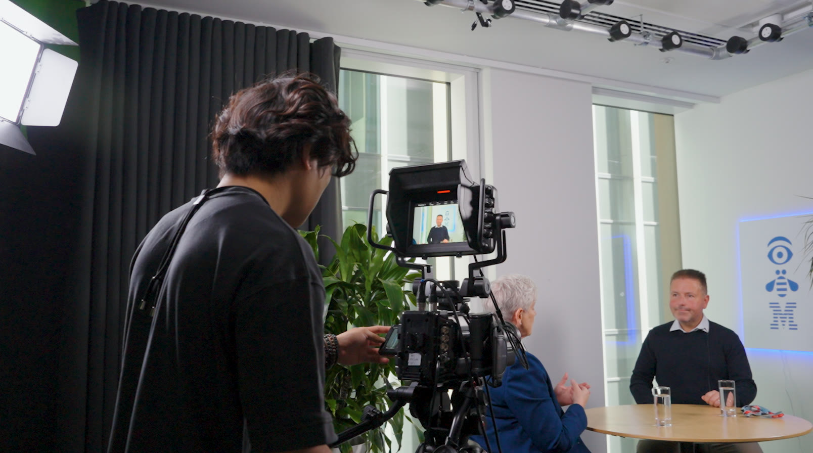 Filming interview setup