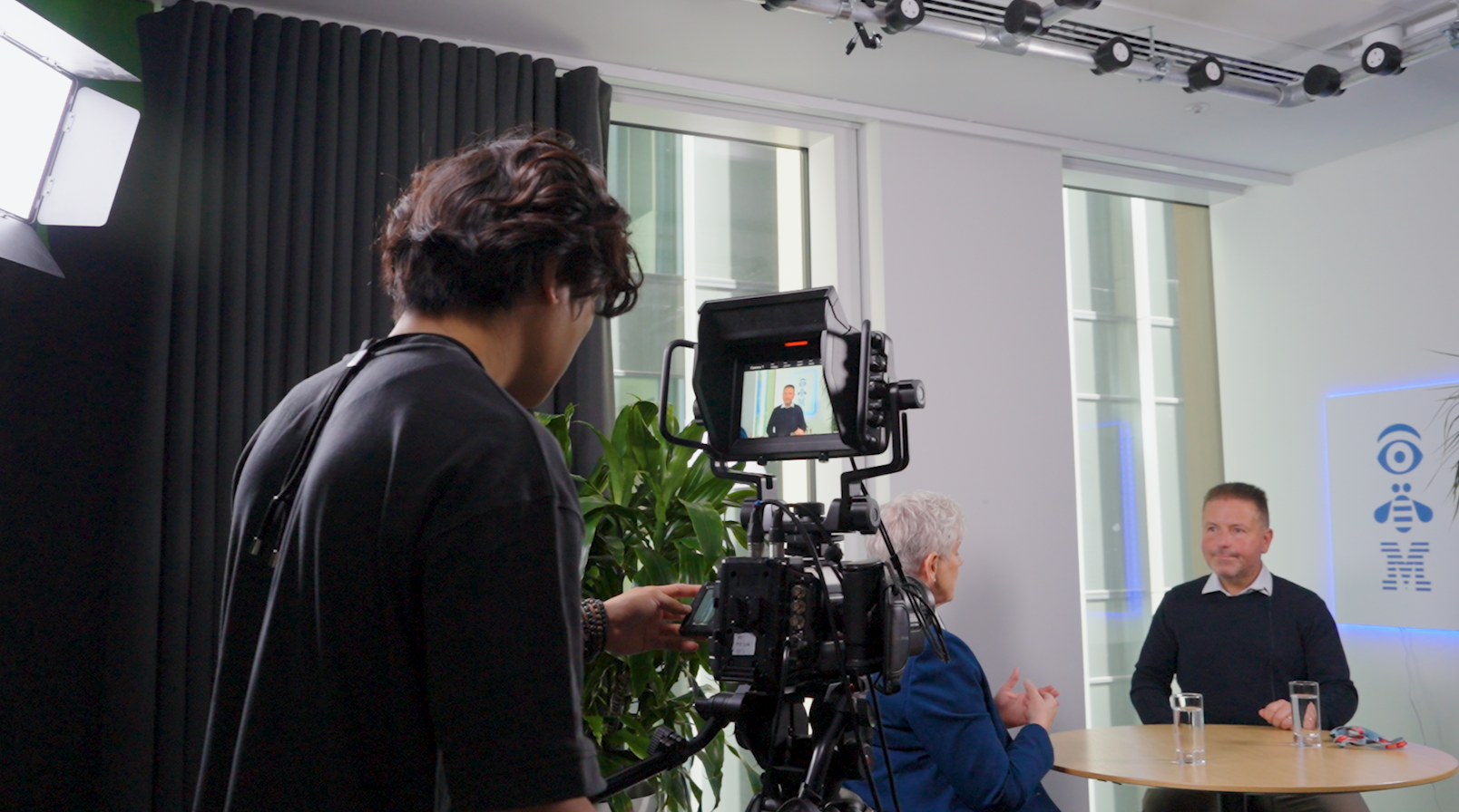Filming interview setup